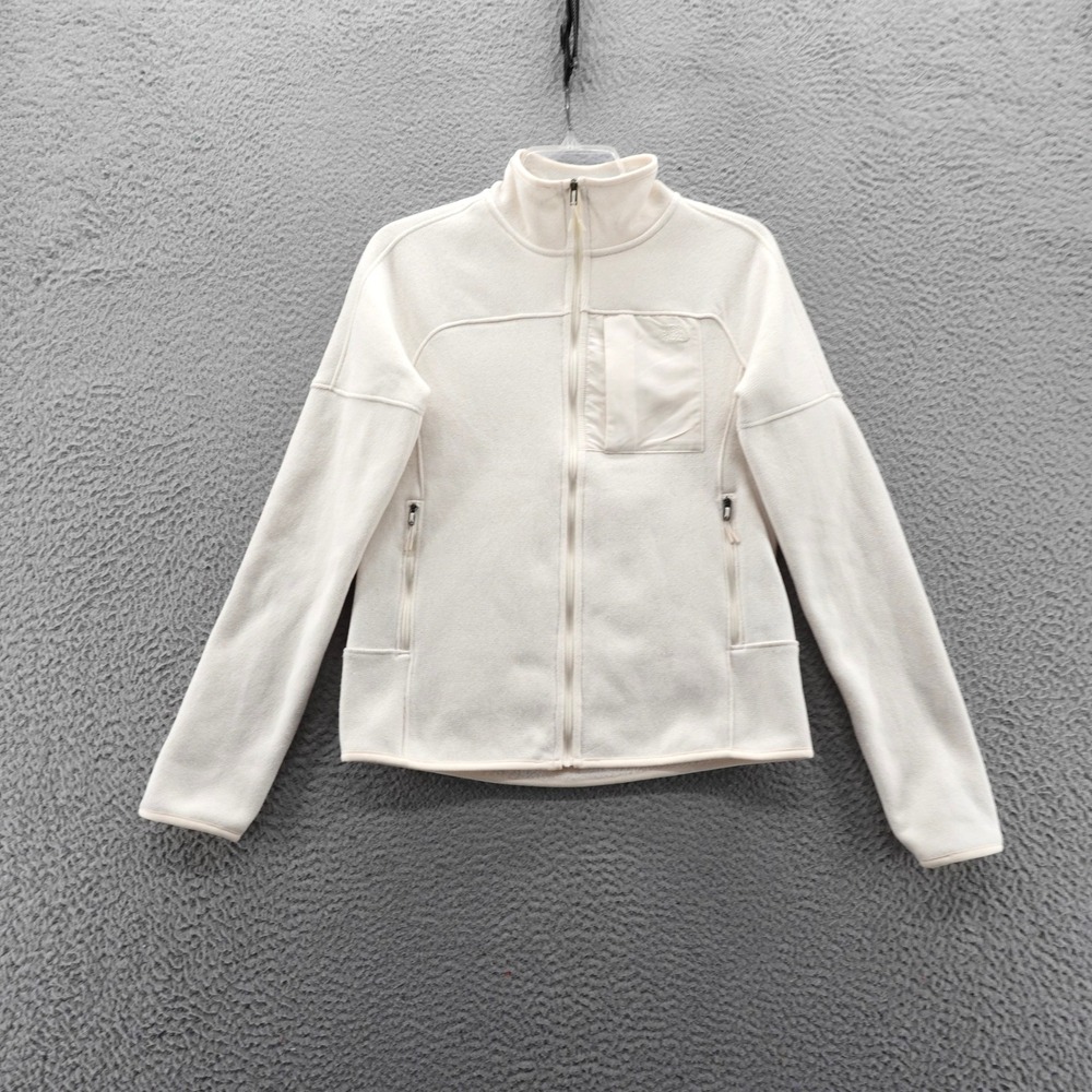 The North Face Womens XS Fleece Jacket Full Zip Mock Neck White Dune Cozy